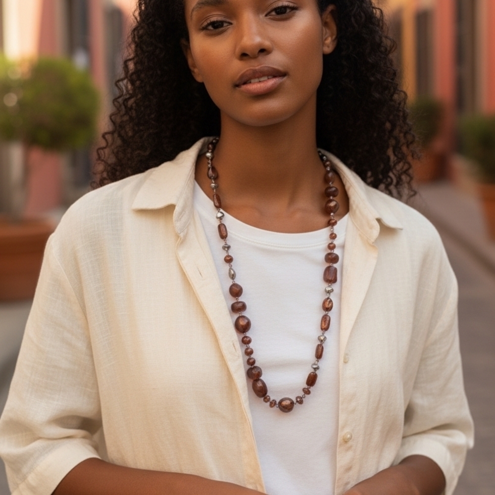 Paparazzi Brown Beaded Necklace & Earring Set - Picture 5 of 5